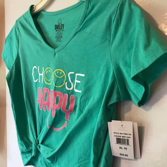 New XL 16 T-shirt “Choose Happy”, Teal green, Cotton/Polyester - Picture 5 of 7